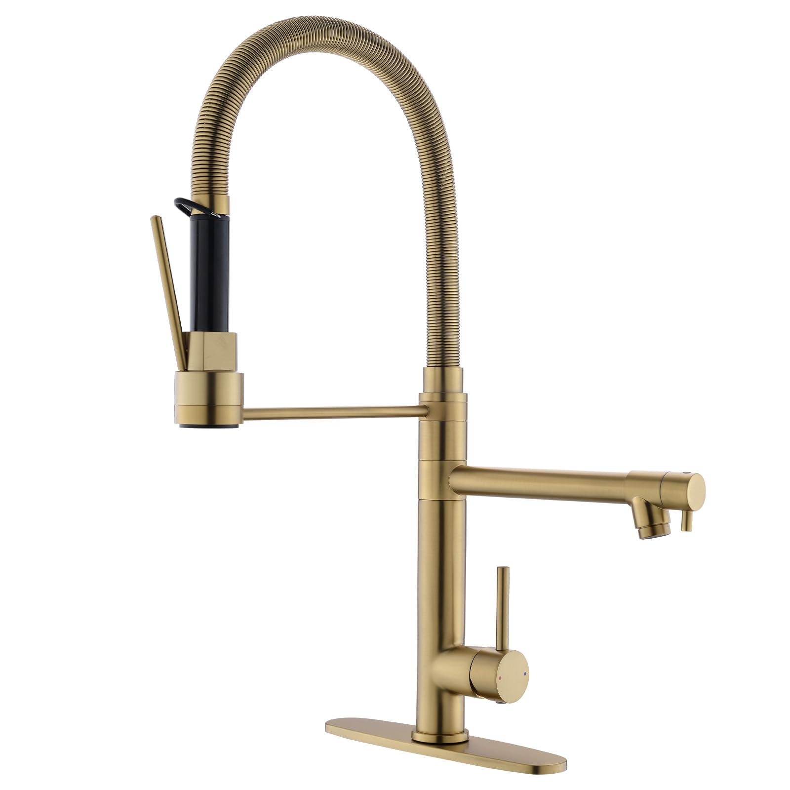 Kitchen Faucet with Pull Down Sprayer Commercial Kitchen Faucet Double-Headed Single Handle Spring Stainless Steel Brushed Nickel Kitchen Sink Faucet