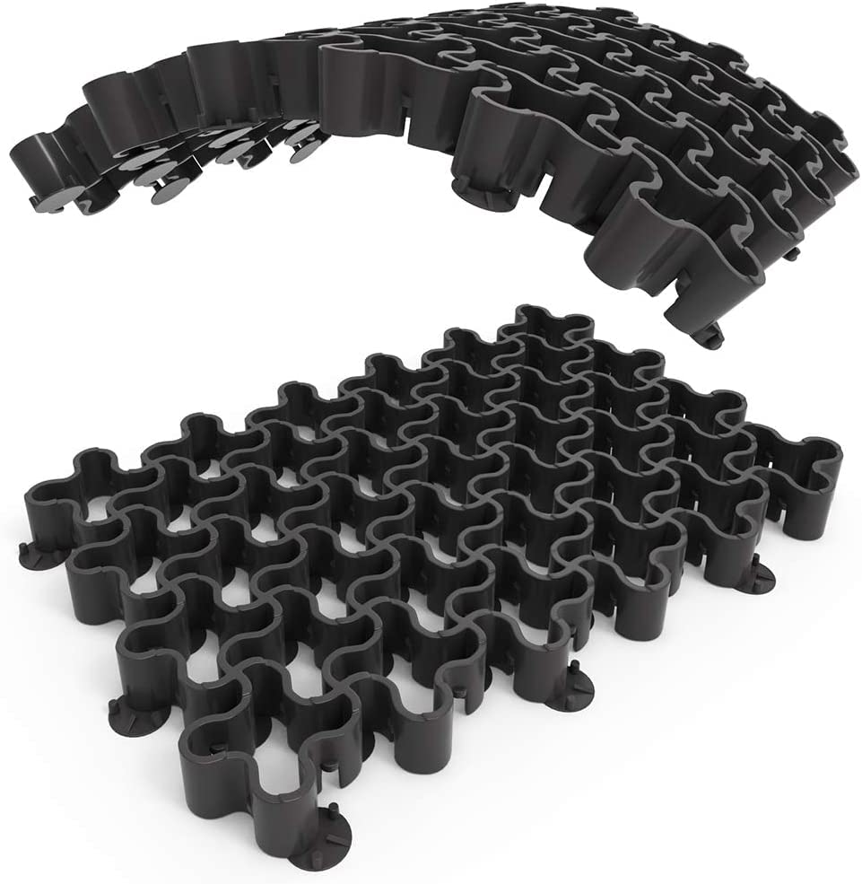 Vodaland Permeable Pavers - EasyPave Grass & Gravel Driveway Grid - Load Class A-D, 100% Recycled PPE Plastic Pavers, 2" Depth, 35 Sq Ft/ 14 Units, Black
