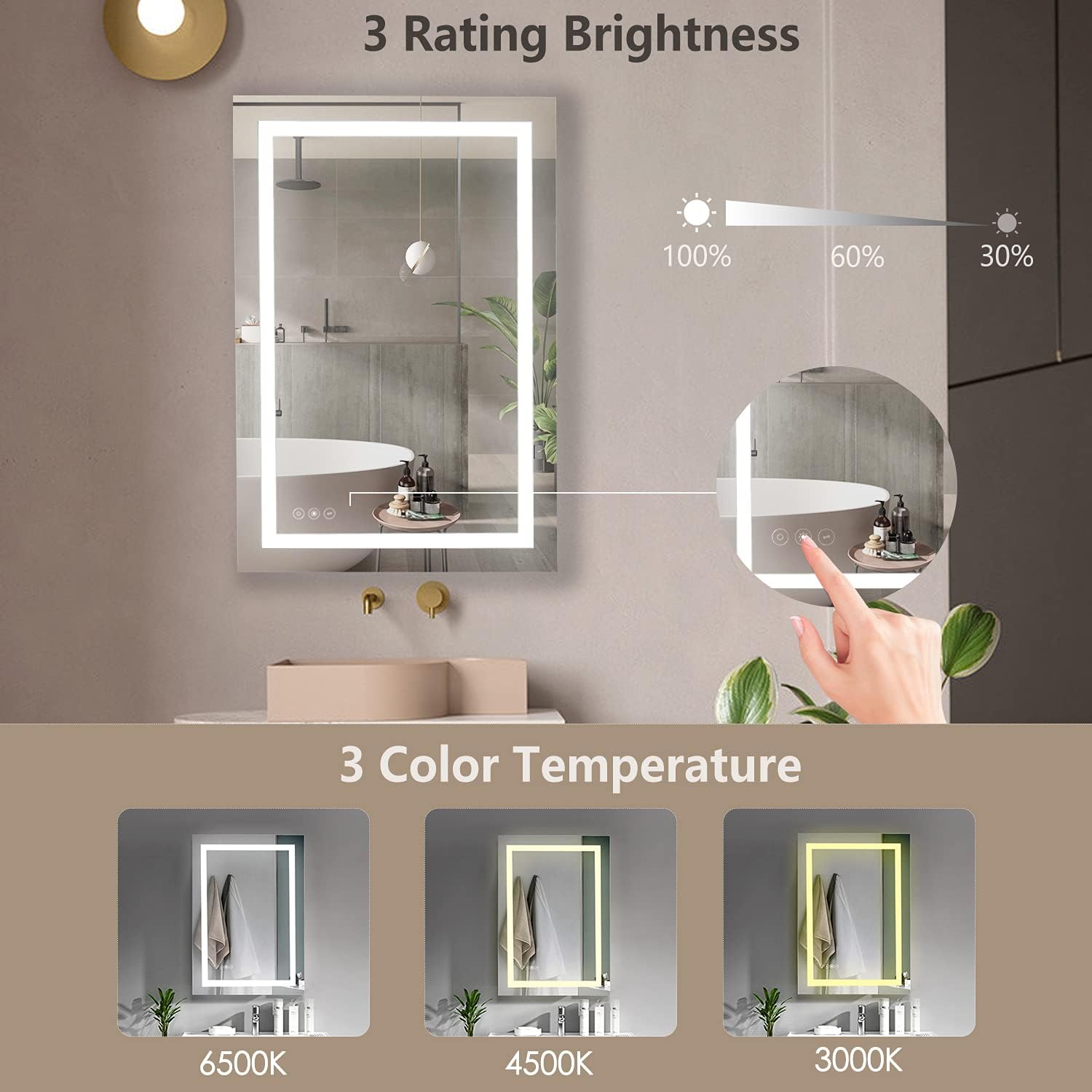 Movo LED Lighted Medicine Cabinet
