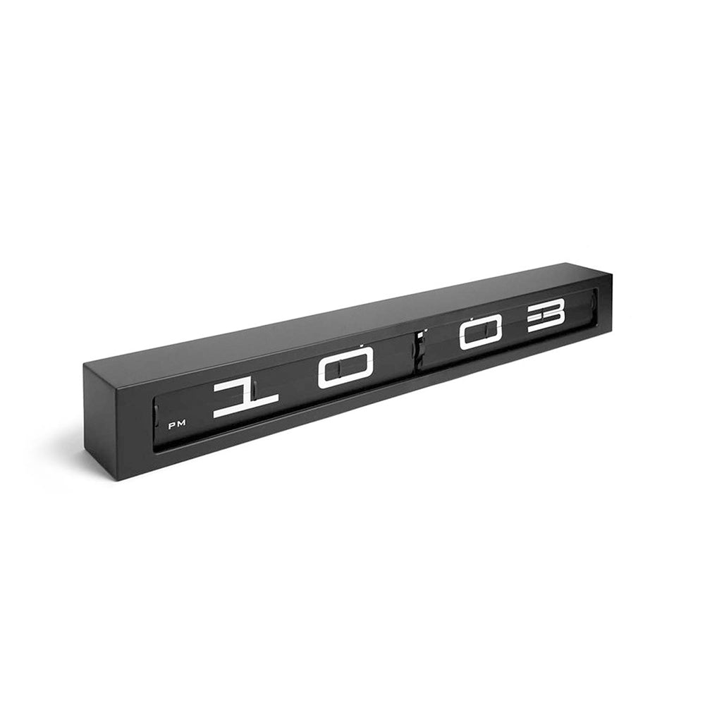 Metal Wall and Tabletop Flip Clock and Wall Decor, Black and White, 24 inches Wide, Battery Operated Digital Display