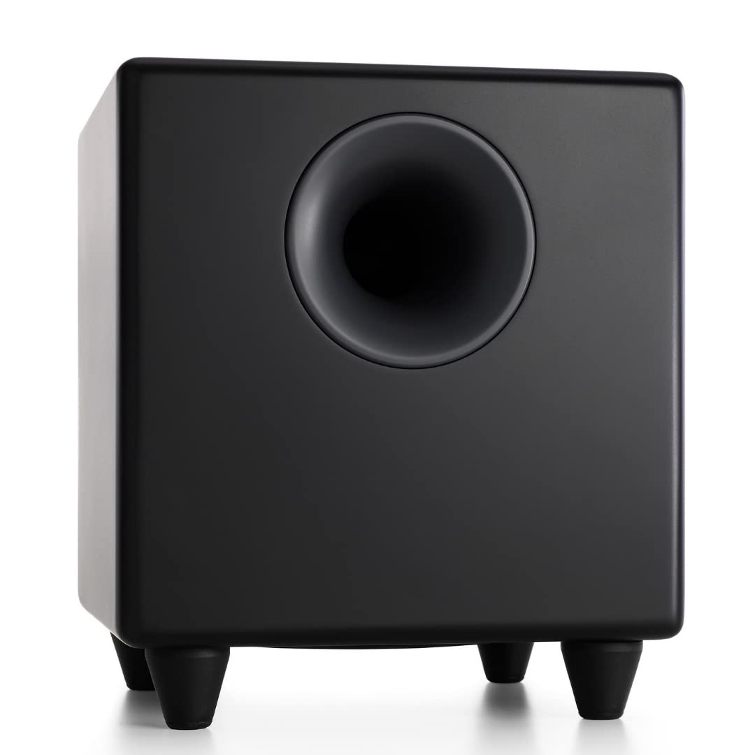 250W 8-inch Home Subwoofer with Built-in Amplifier and Dual Audio Inputs for Home