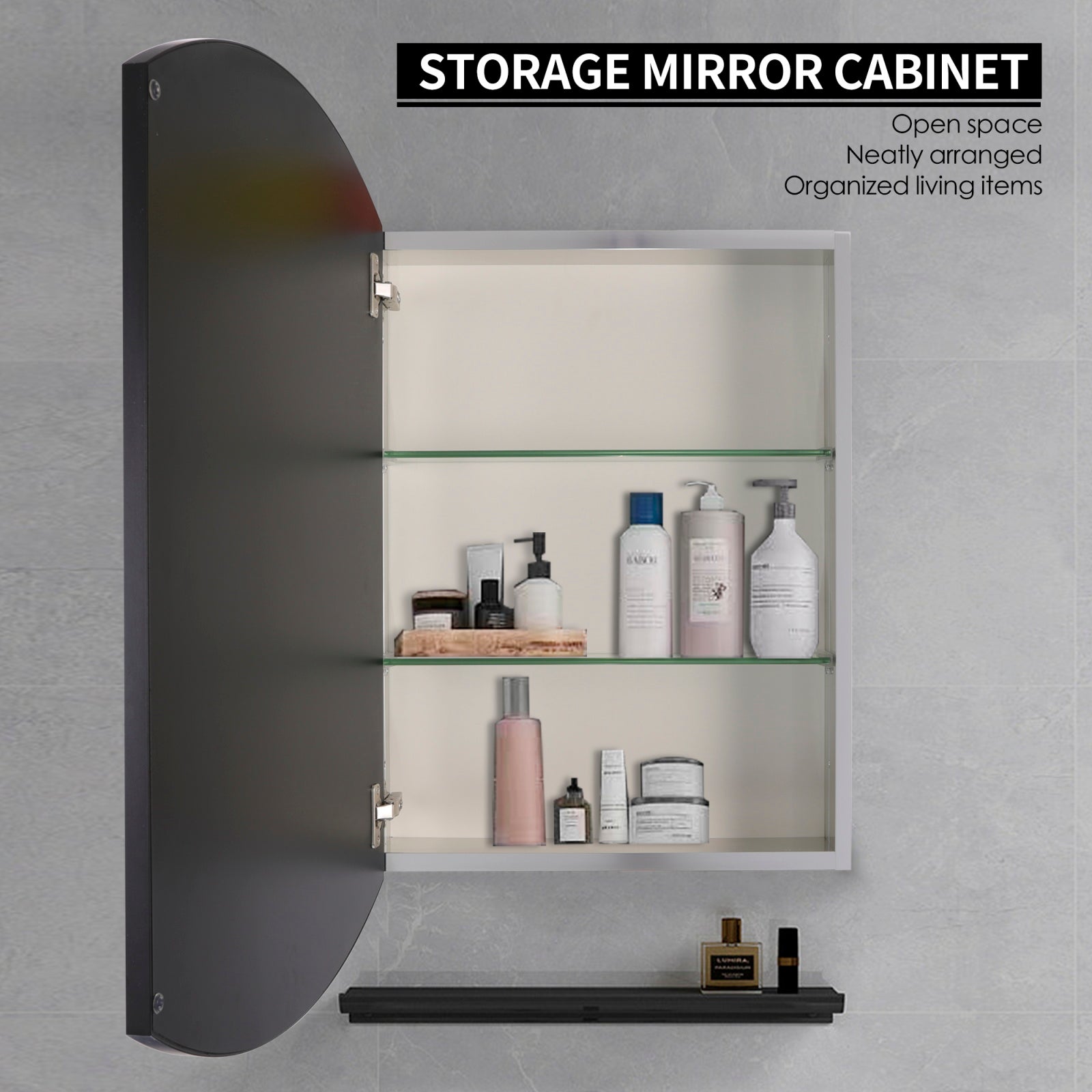 Movo Oval Aluminum Medicine Mirror Cabinet MC1626