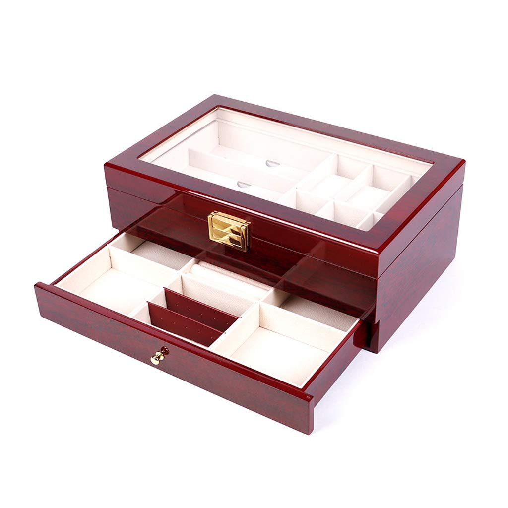 Wooden Watch Box Valet Box Sunglasses and Jewelry Box Storage Organizer Display Drawer