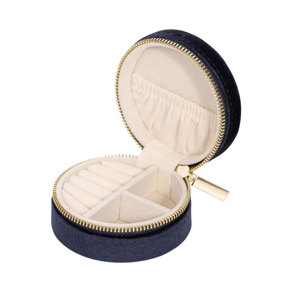 Zipper Round Storage Box Jewelry Box Flannelette Detachable Partition Jewelry Box