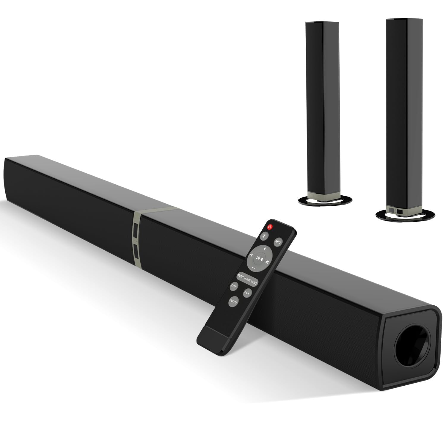 Sound Bars for TV, Bluetooth Sound Bar with 4 Drivers and Remote Control