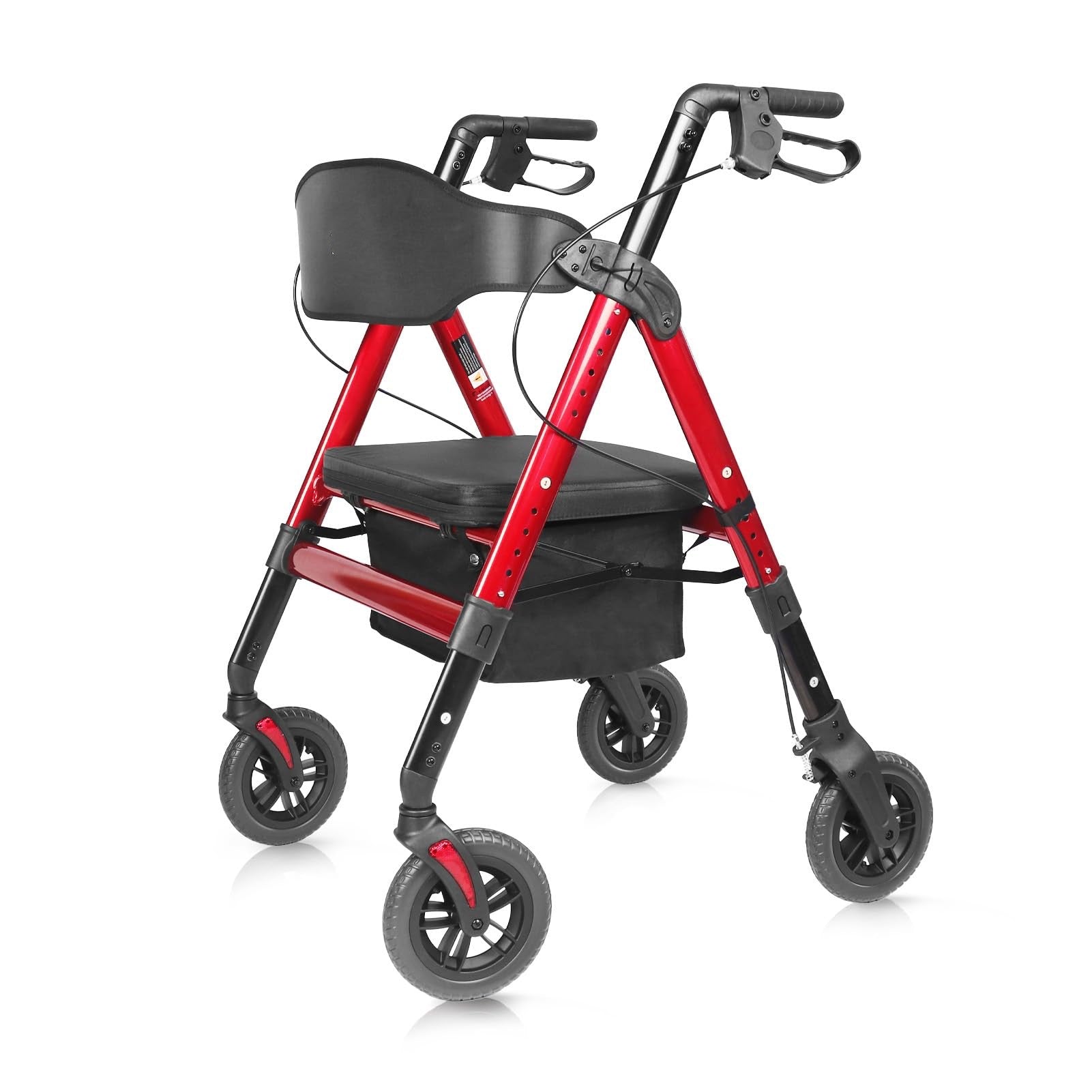 Heavy Duty Rollator Walker for Seniors, Lightweight Folding Bariatric Rolling Walker up to 450 lbs with Extra Wide Seat and Back Height Adjustable All Terrain Walker with Brake 8 inch Wheels