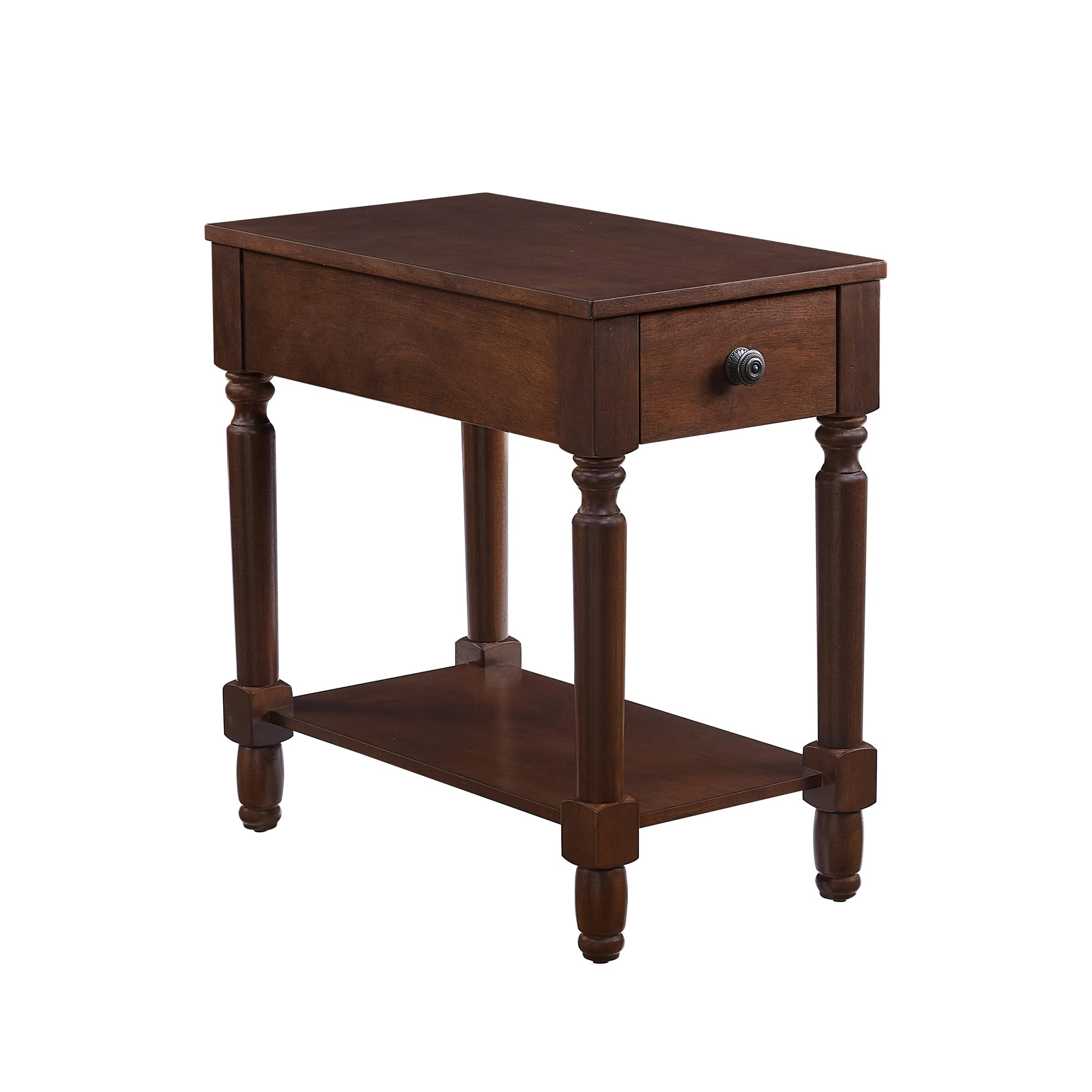 Cast Traditional End Table with Charging Station Chair Side Table