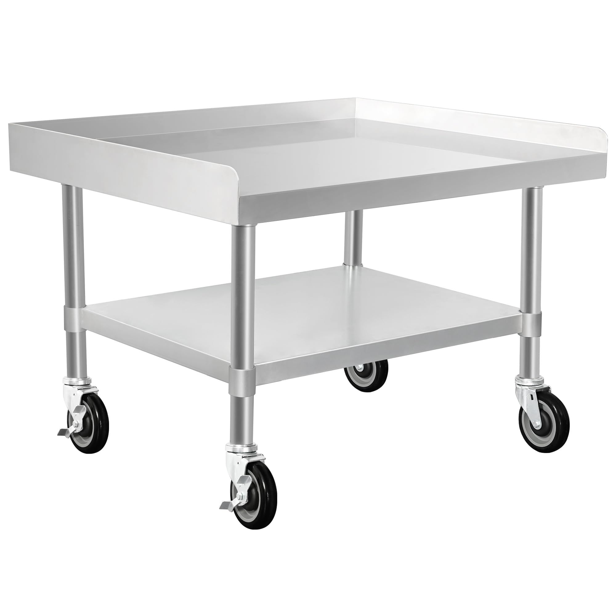 Stainless Steel Equipment Work Stand 24" x 24" Prep Table with Under Shelf and Caster for Commercial &amp; Workplace, Home, Hotel, Garage