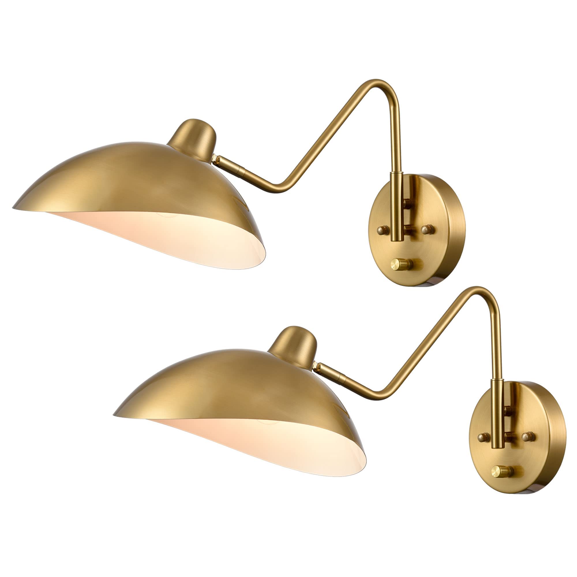 Plug-in Wall Sconce Gold Swing Arm Wall Lamp