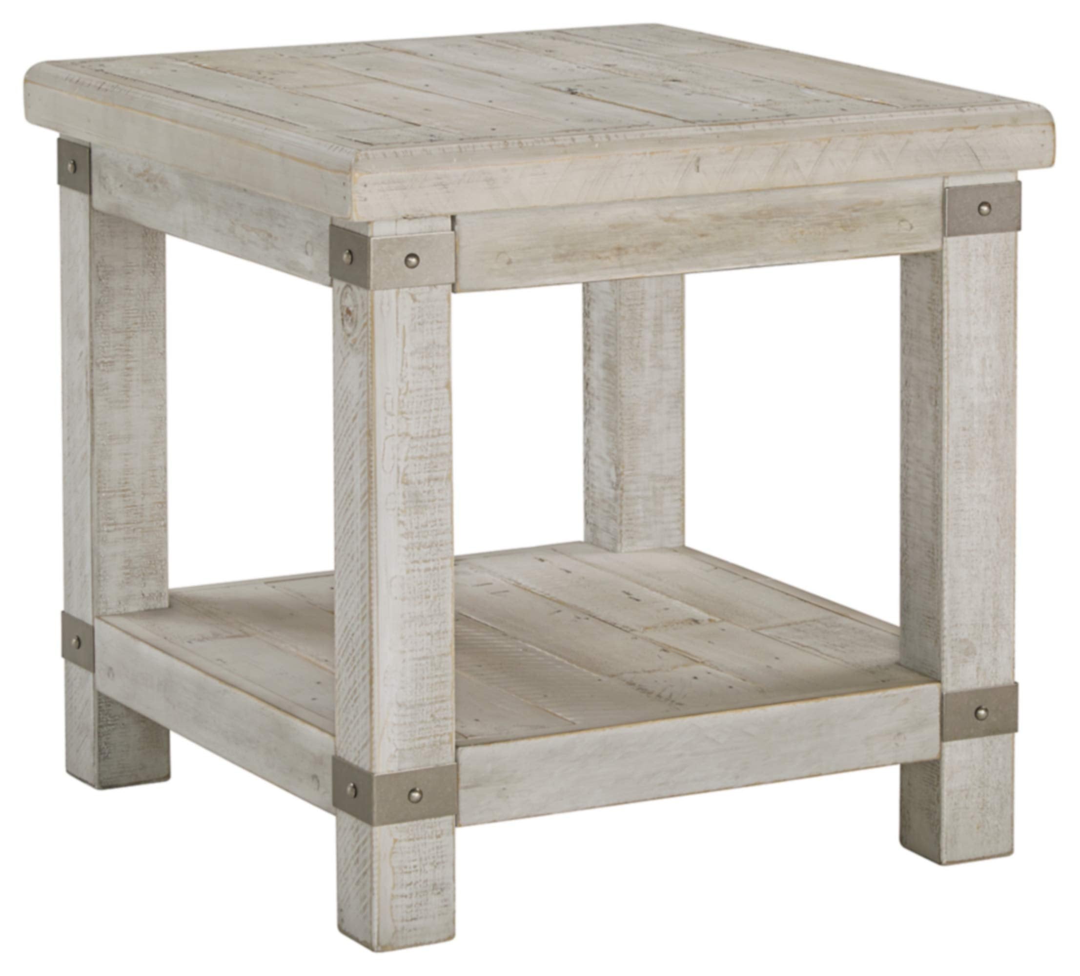 Carynhurst Farmhouse Rectangular End Table with Lower Shelf