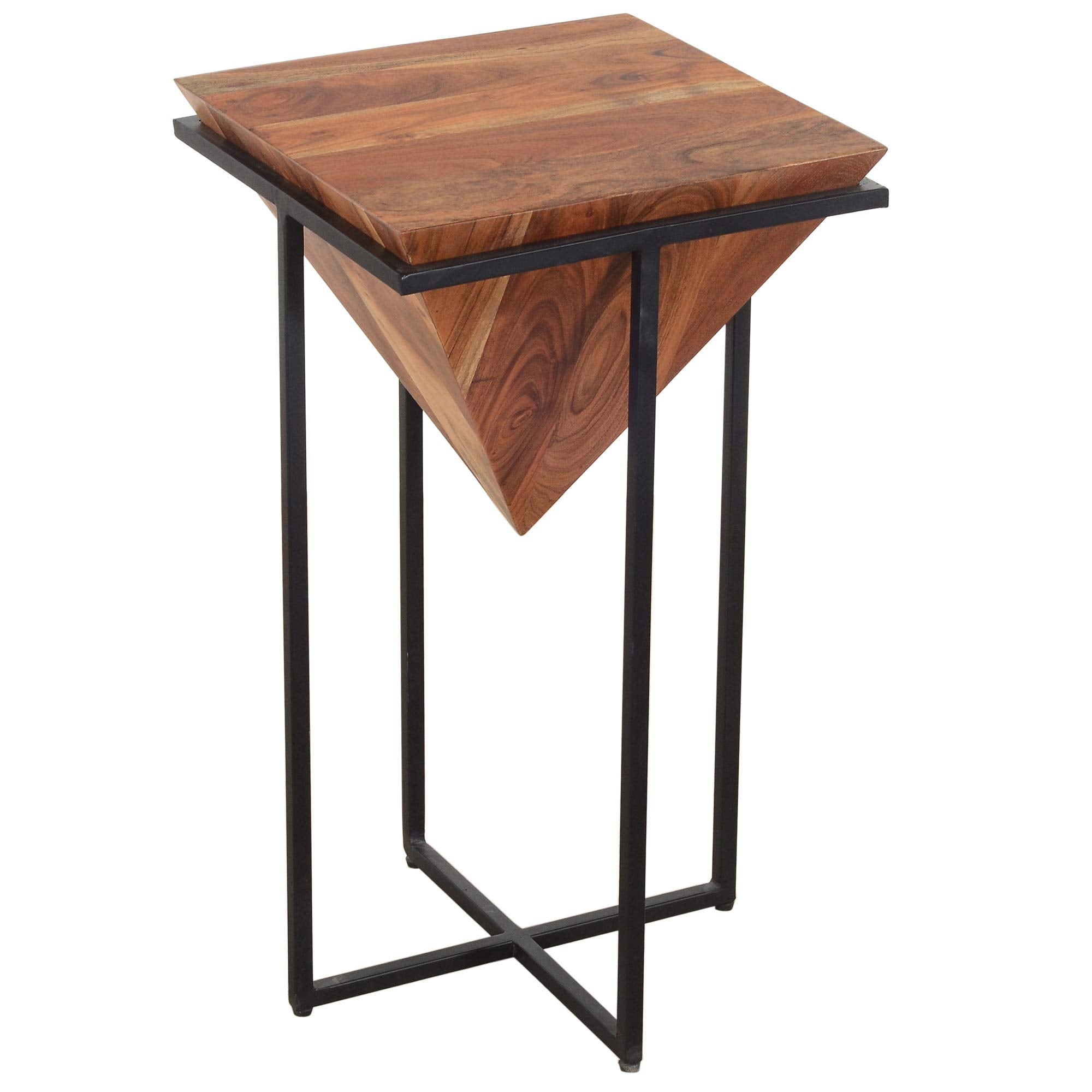 Pyramid Shape Wooden Side Table