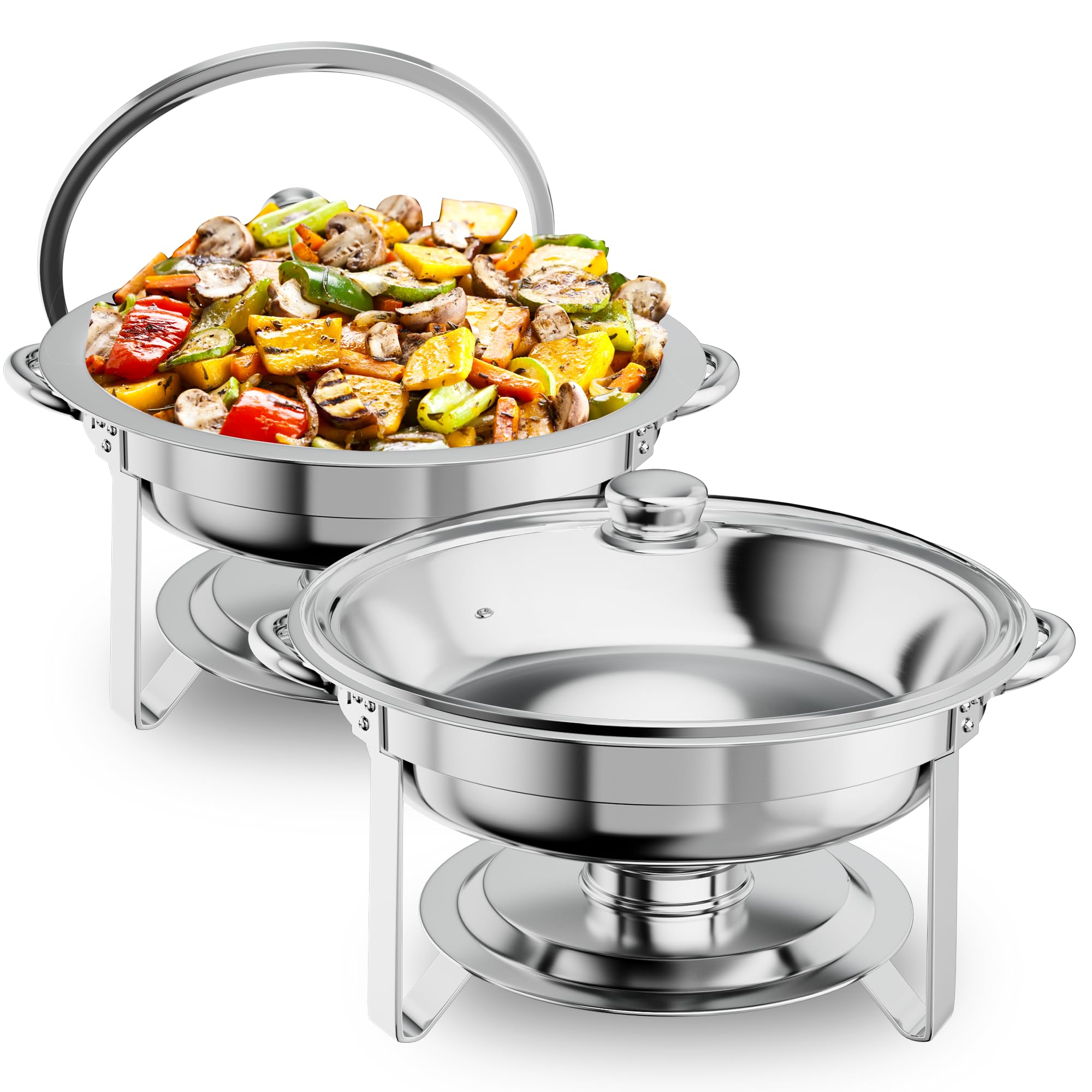 Chafing Dish Buffet Set Round Chafers and Buffet Warmers Sets 4 Pack