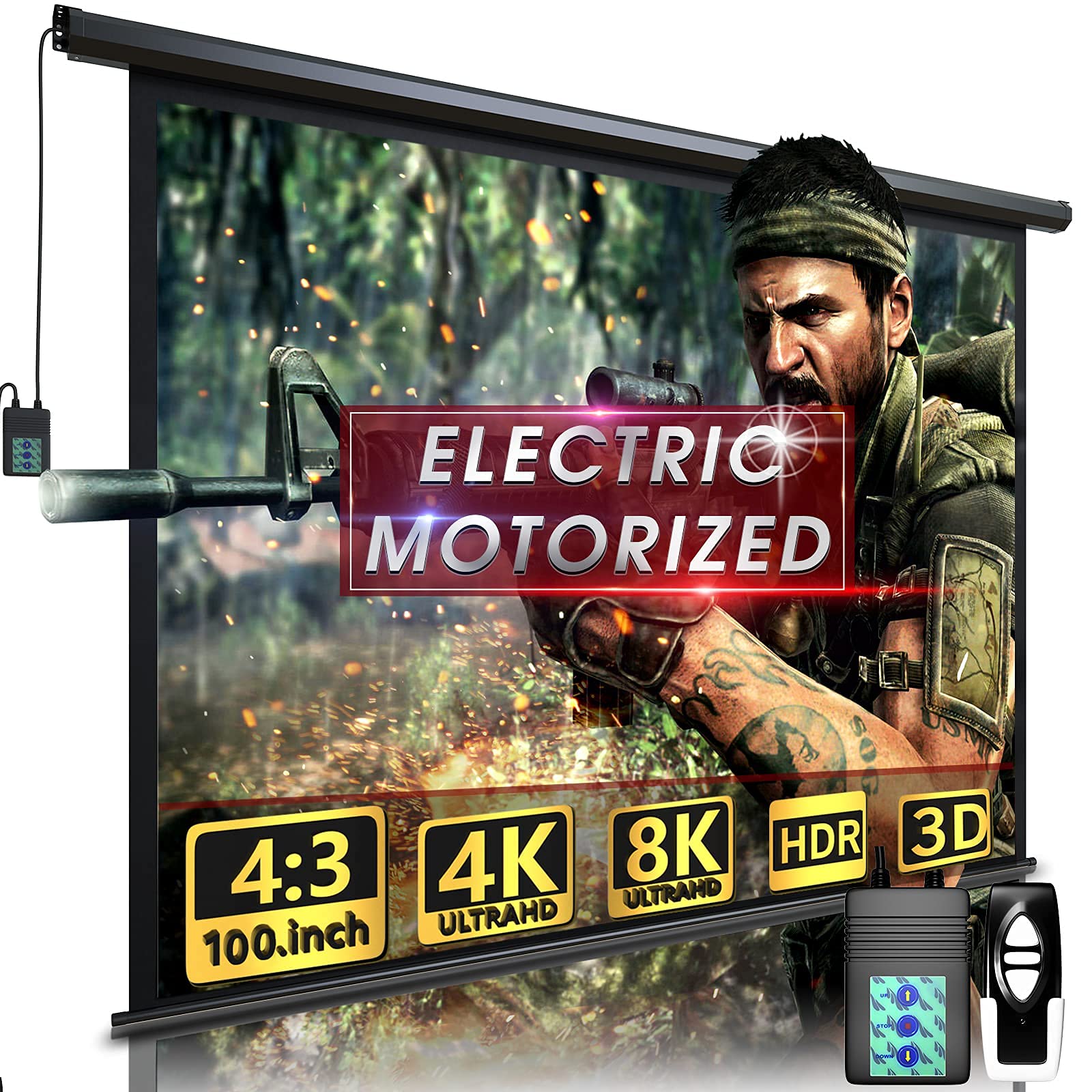 100" Motorized Projector Screen - Indoor and Outdoor Movies