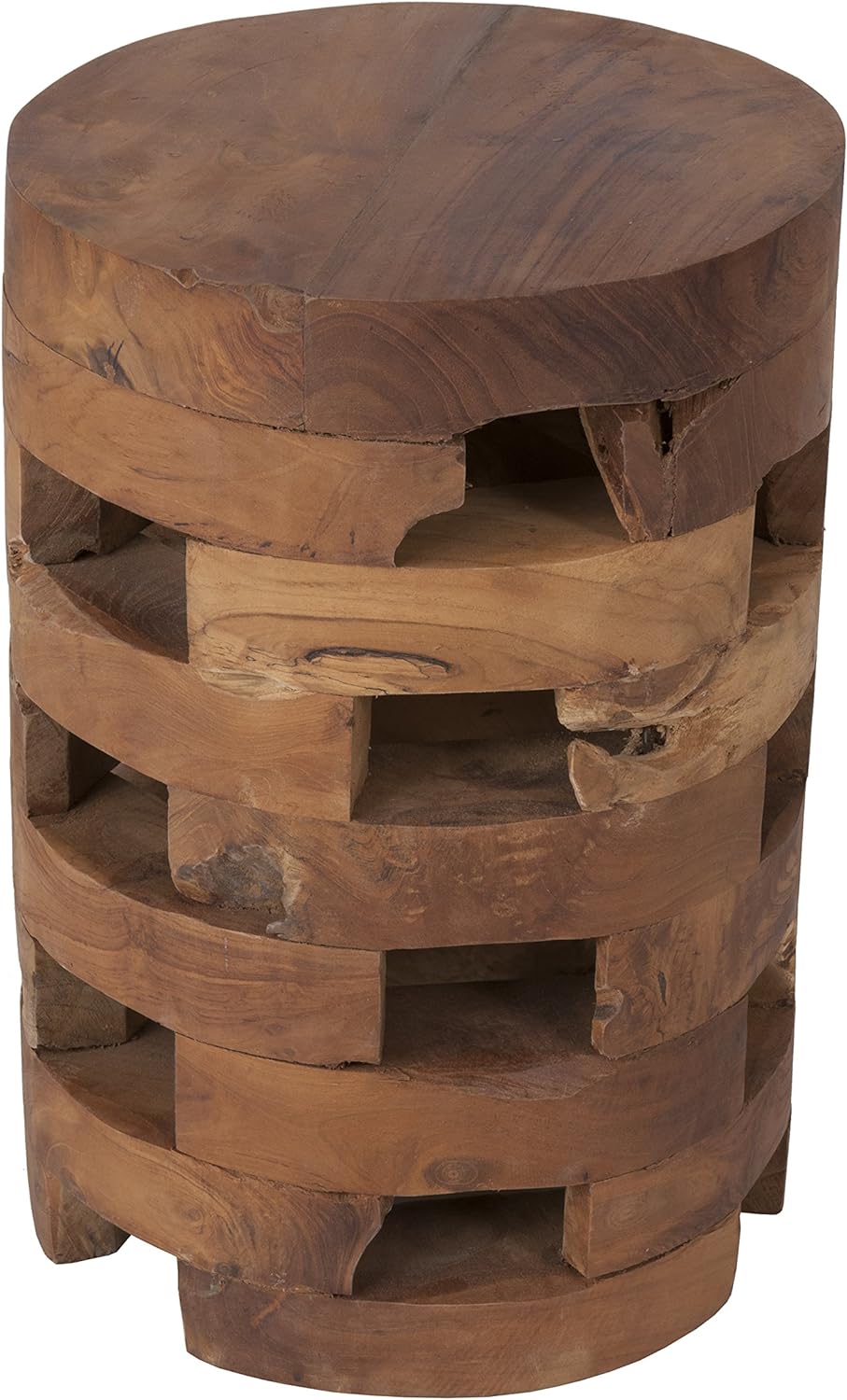 Brown Teakwood Round Accent Table (12x12x18)