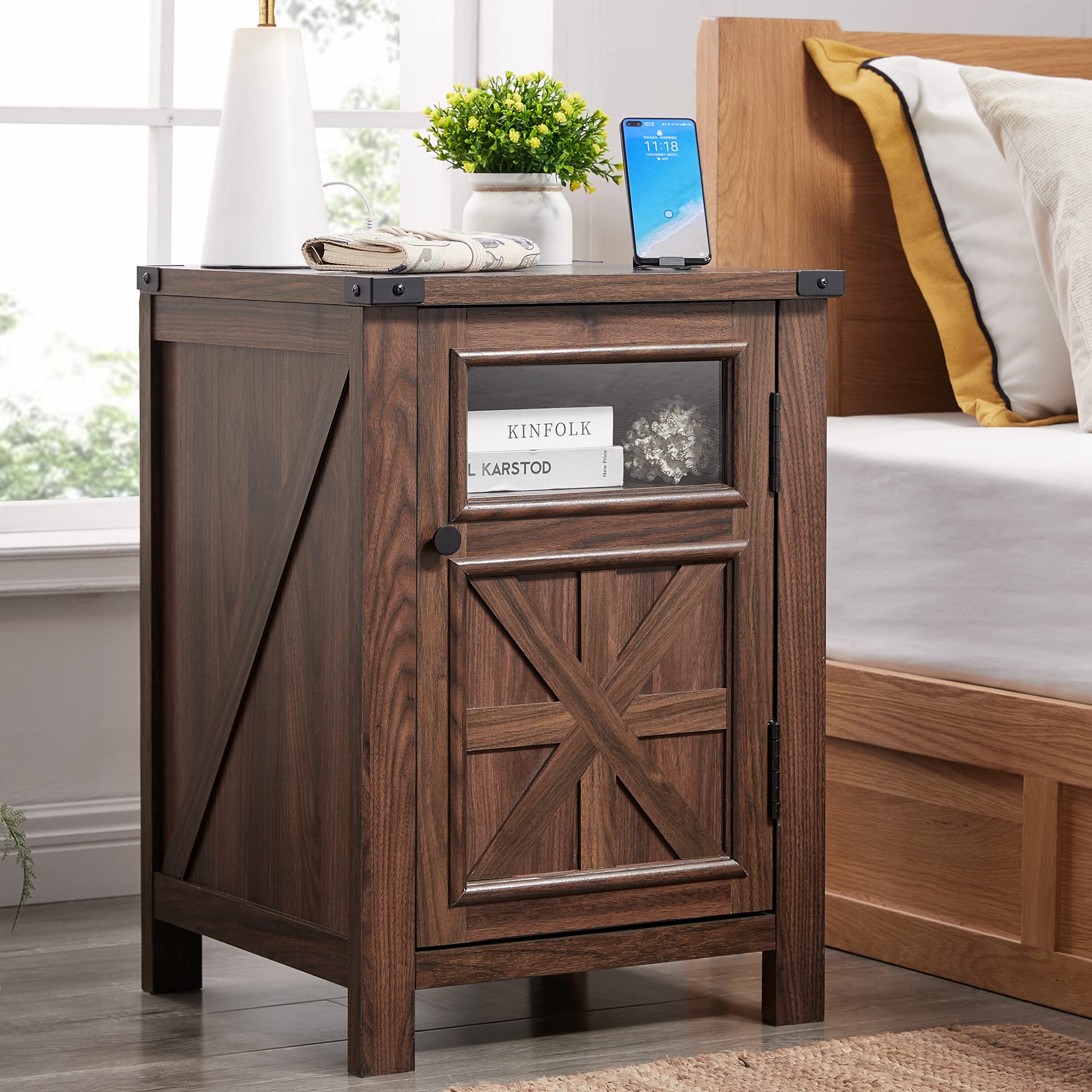 Farmhouse End Table with Charging Station