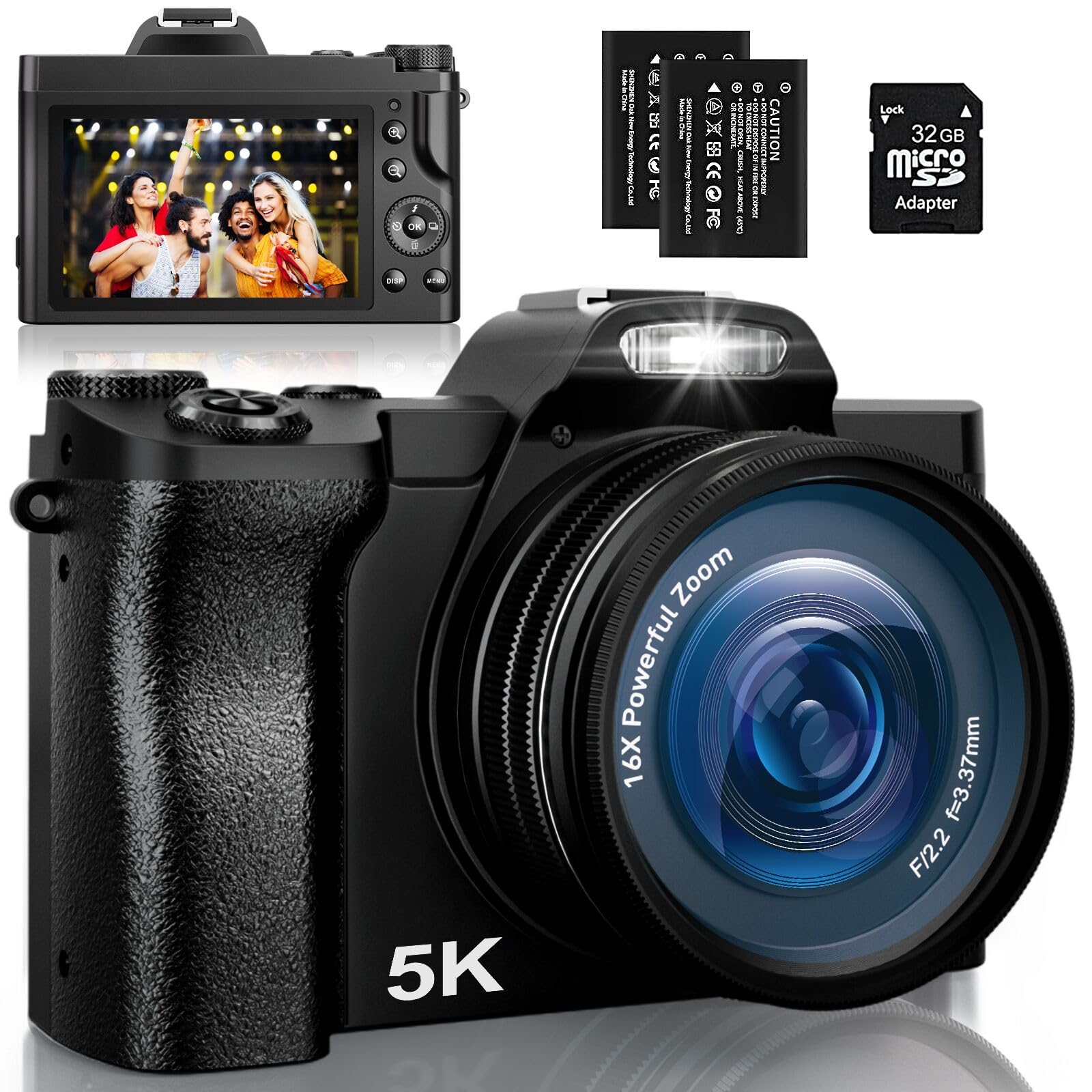 5K Digital Camera, WiFi Vlogging Camera with 32G SD Card