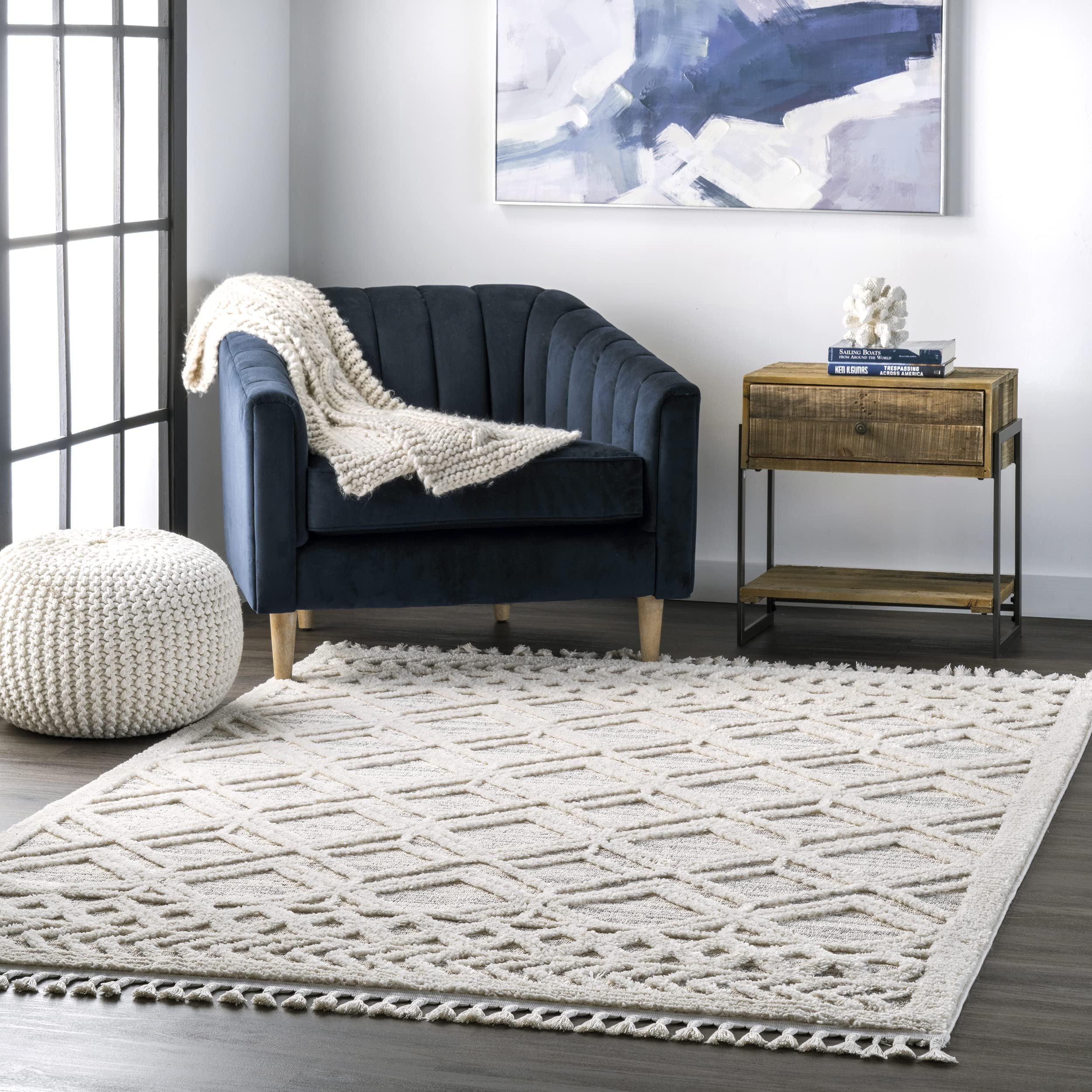 Moroccan Lattice Tassel Area Rug - Area Rug Modern