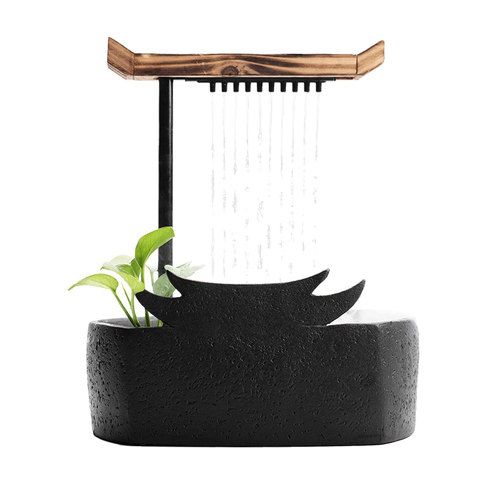 Desktop Fountain Indoor Waterfall Fountain Portable Ceramic Circulation Fountain Zen Meditation Waterfall Decoration