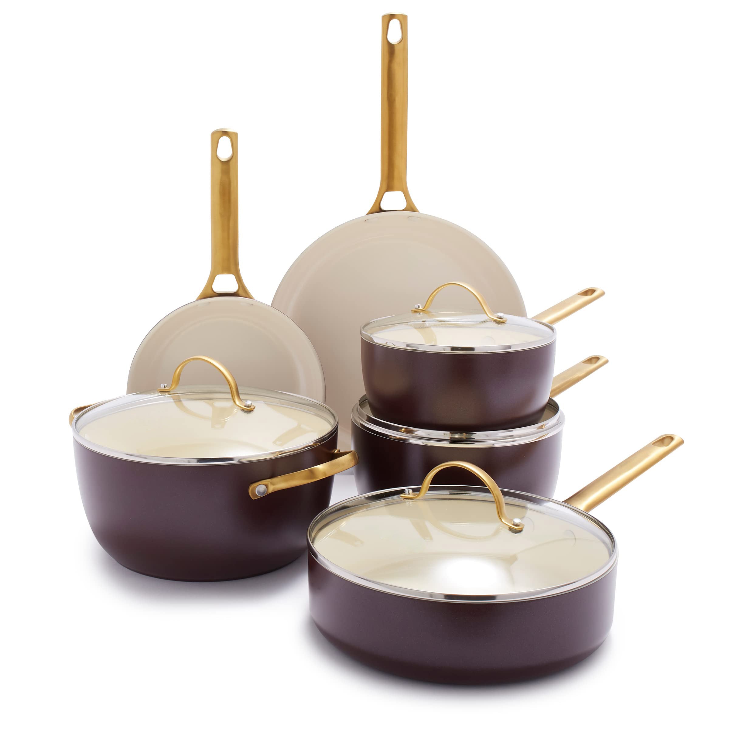 Hard Anodized Healthy Ceramic Nonstick 10 Piece Cookware Pots and Pans Set