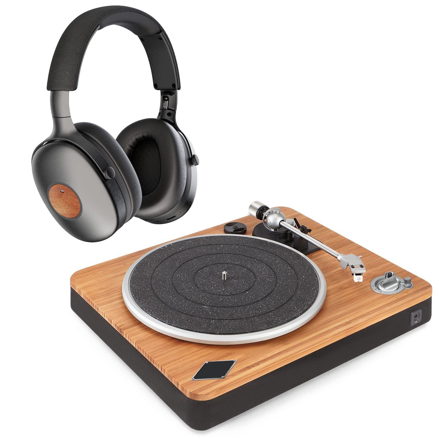 Positive Vibration Bluetooth Turntable  Wireless Vinyl Record Player and Wireless ANC Headphones