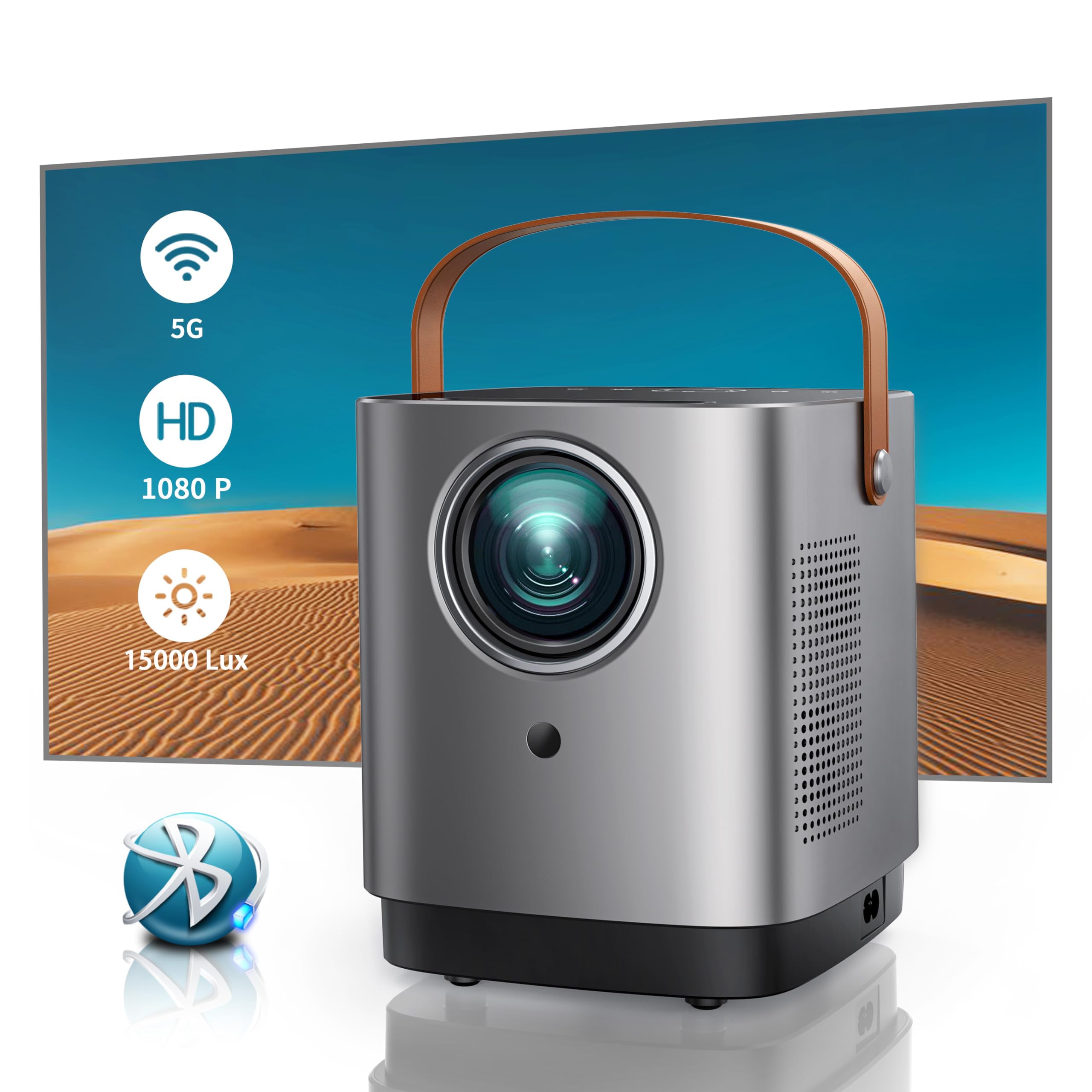 TR23 Outdoor Projector 1080P Supported 15000 Lumen, Mini Projector with 360