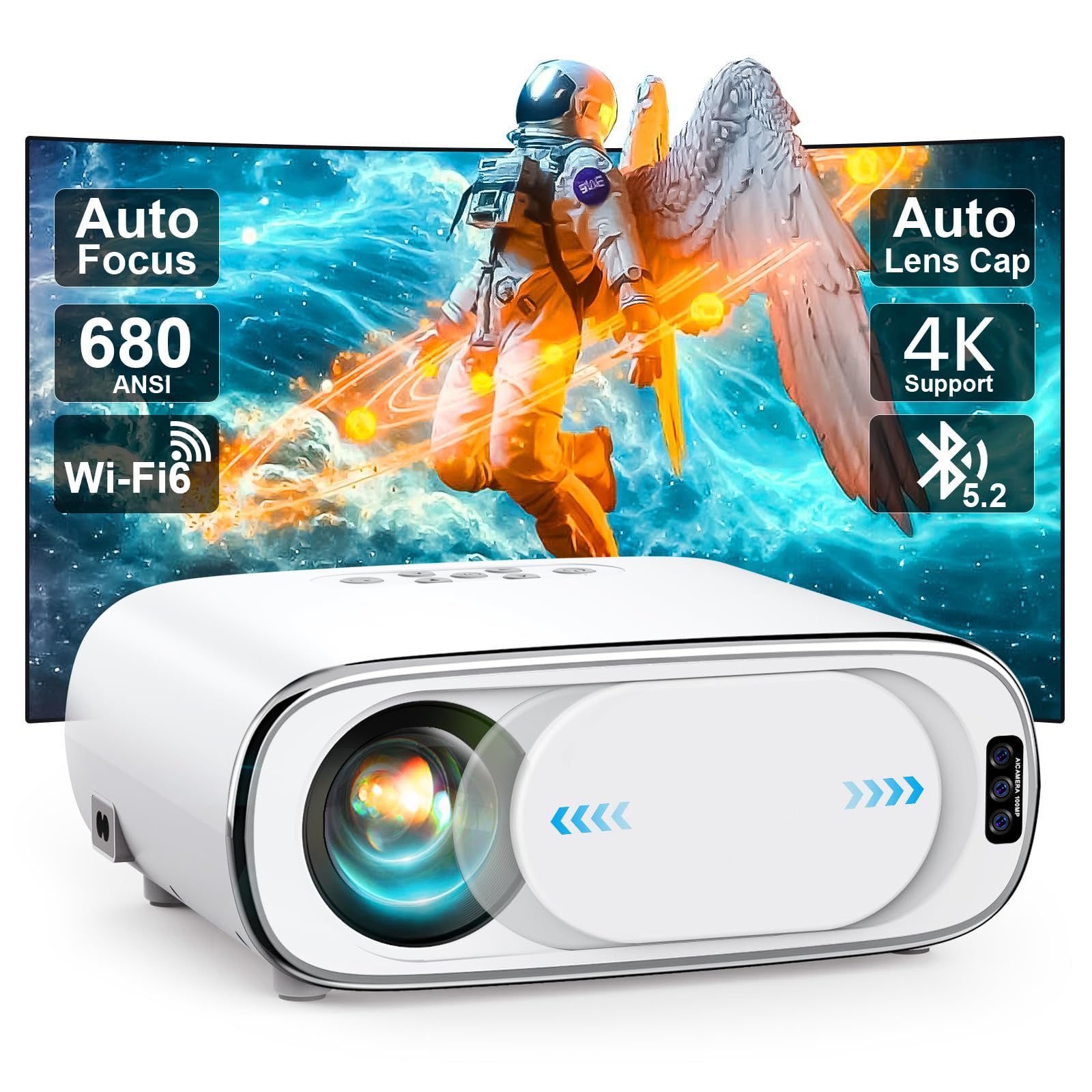 4K-Projector with WiFi 6 and Bluetooth: Upgrade 680 ANSI Jimveo Native 1080P