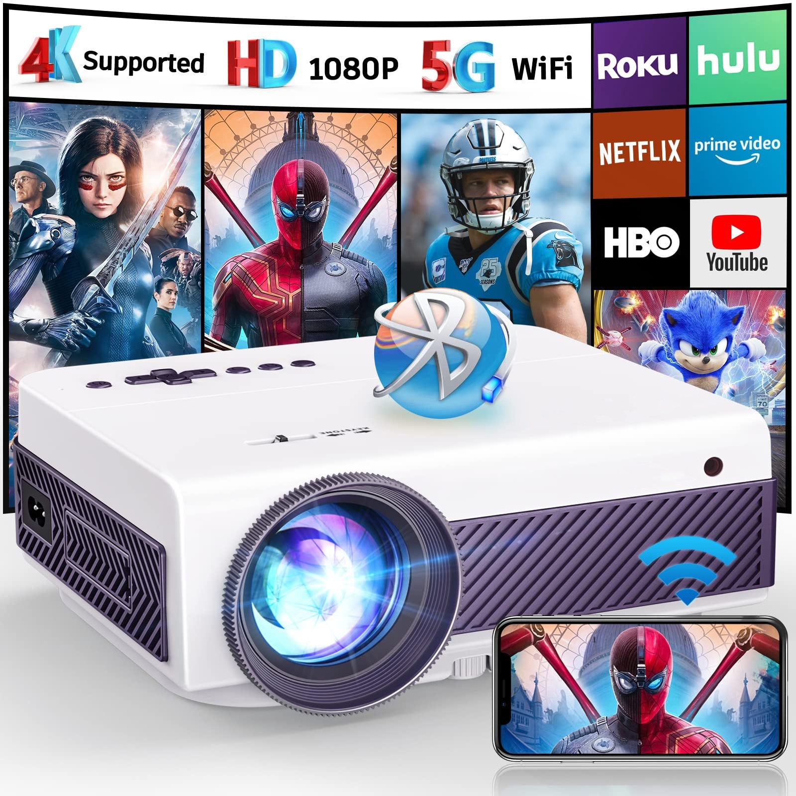 Projector with WiFi and Bluetooth