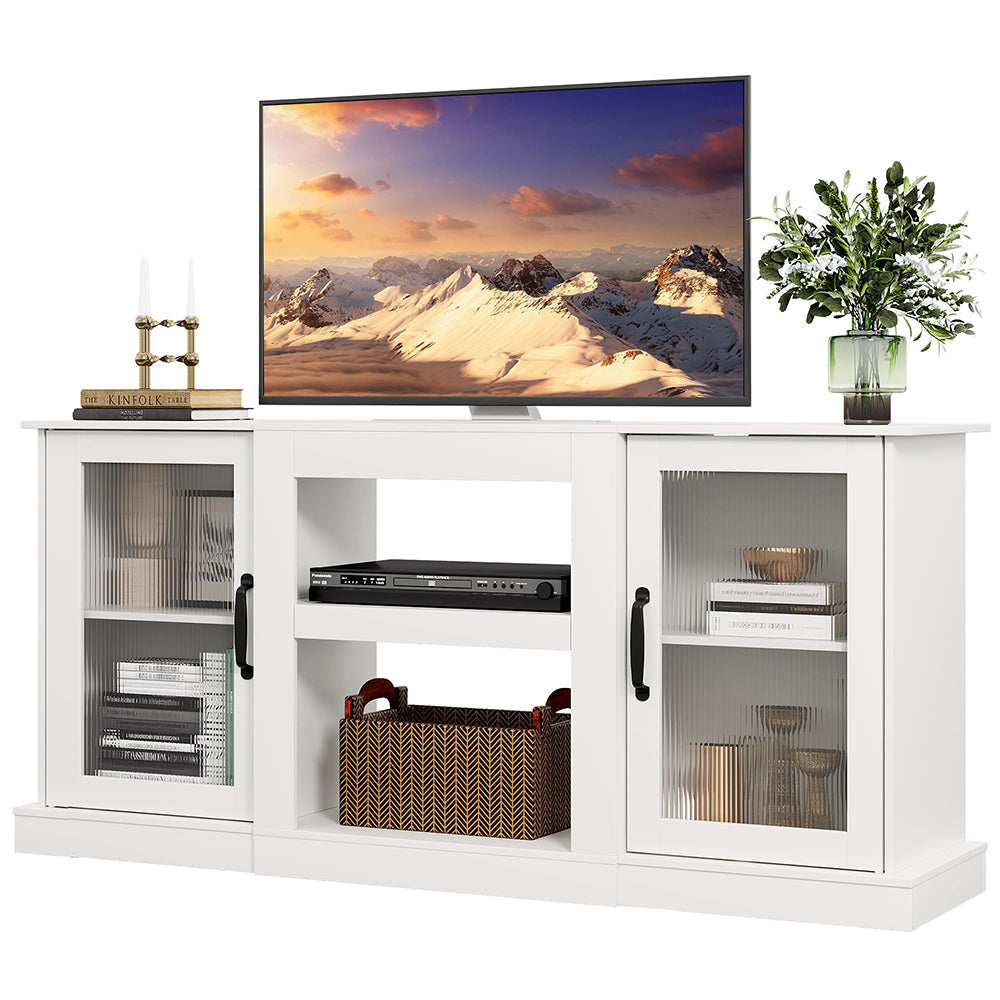 Fireplace TV Stand for 65" TV, Entertainment Center with 18 Inch Electric Fireplace